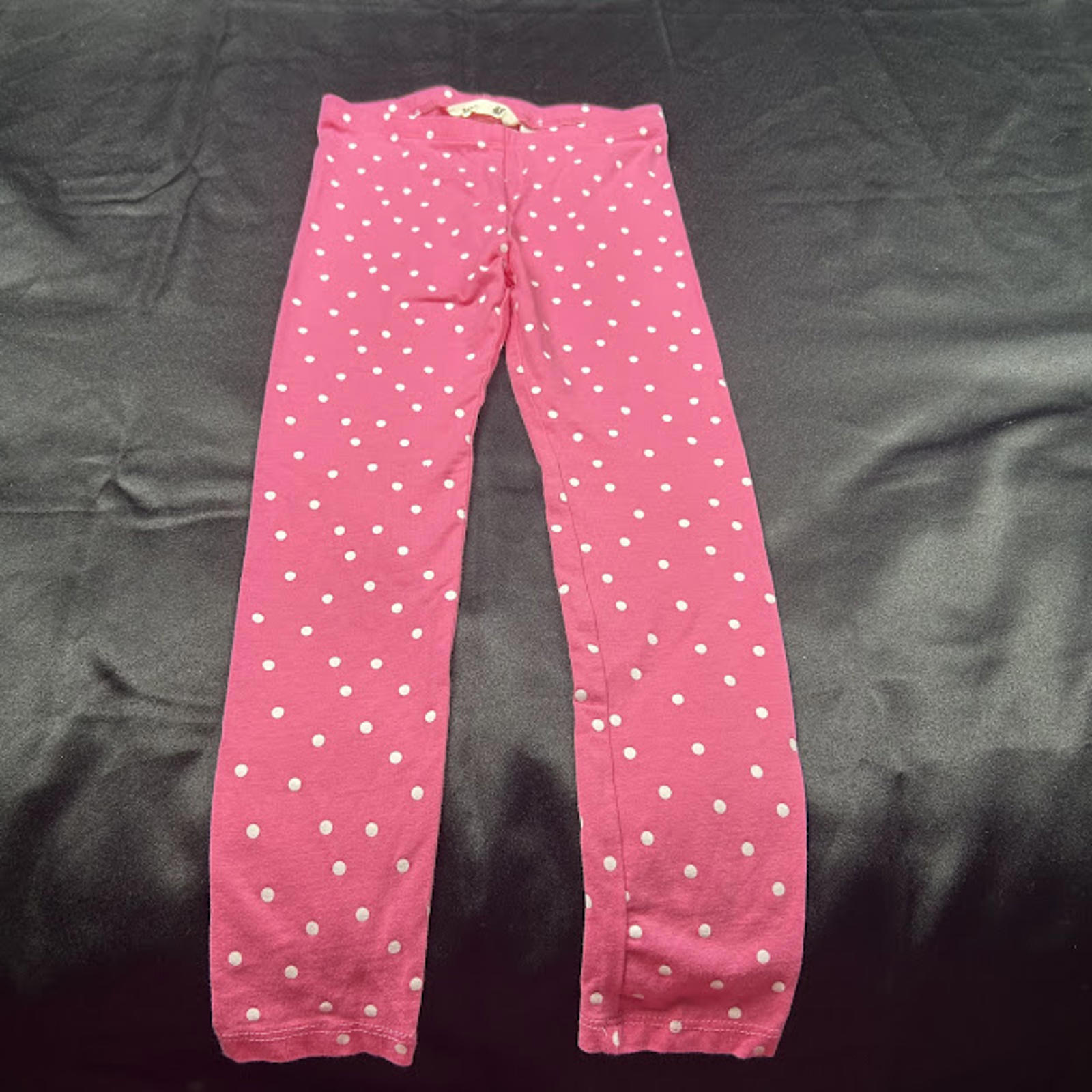 H&M Girls Pink Leggings White Polka Dots Size 5-6y